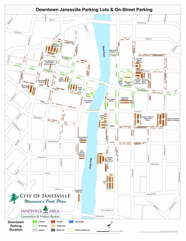 Downtown Janesville Parking Map